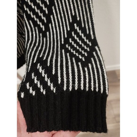 DOMANI Vintage Black White and Metallic Diamond Pattern Knit Sweater XL - Picture 5 of 11